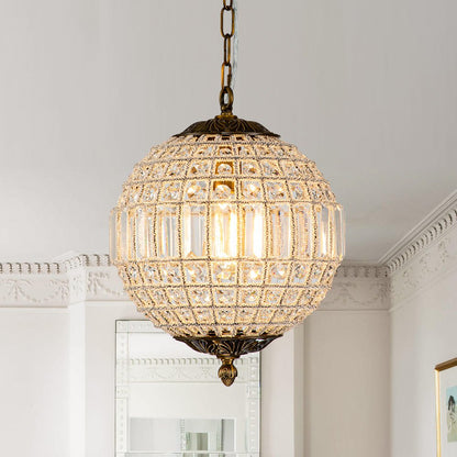 Brass Crystal Globe Chandelier