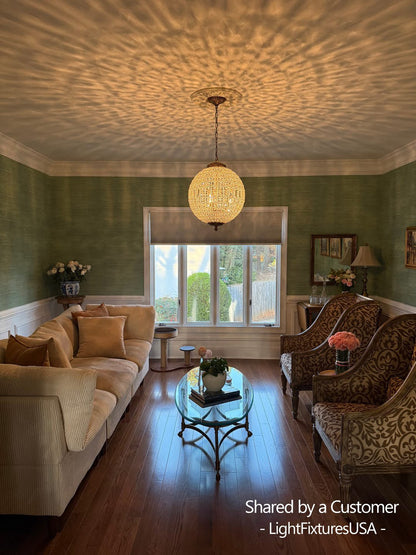 Brass Crystal Globe Chandelier