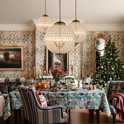 Brass Crystal Globe Chandelier