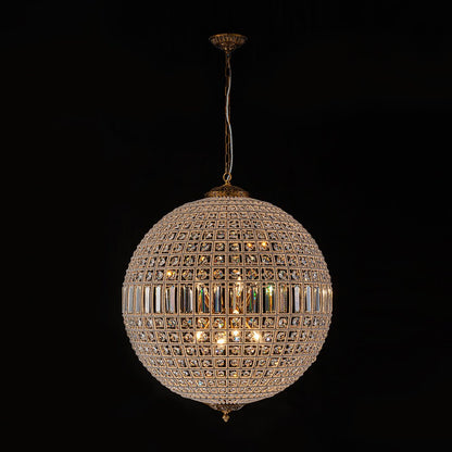 Brass Crystal Globe Chandelier