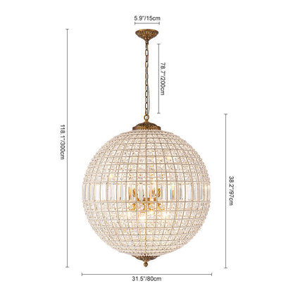 Brass Crystal Globe Chandelier