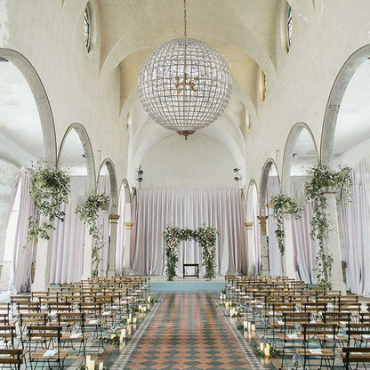 Brass Crystal Globe Chandelier