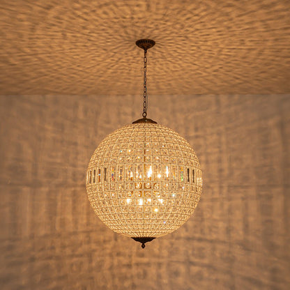Brass Crystal Globe Chandelier