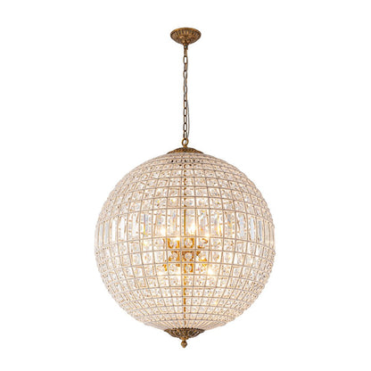 Brass Crystal Globe Chandelier