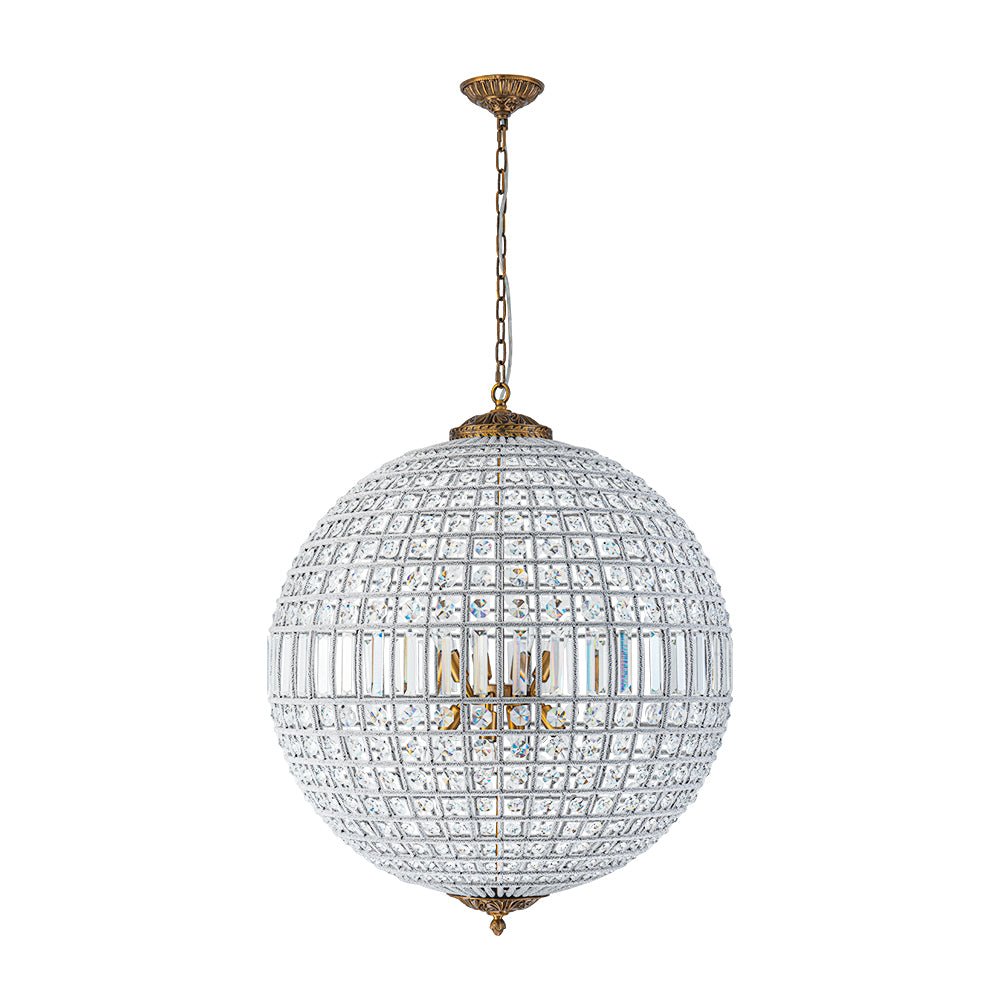 Brass Crystal Globe Chandelier