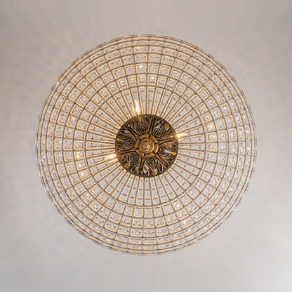 Brass Crystal Globe Chandelier