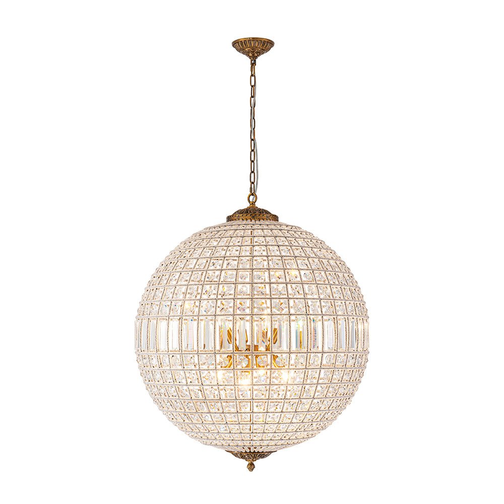 Brass Crystal Globe Chandelier