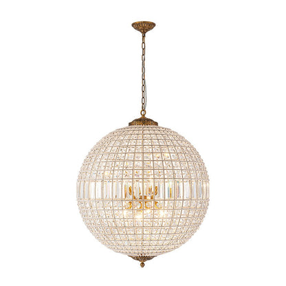 Brass Crystal Globe Chandelier