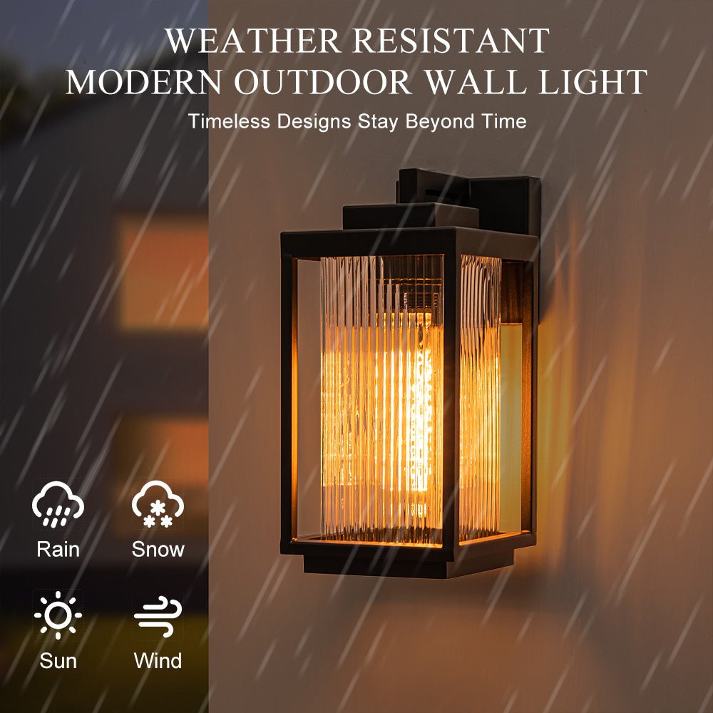 Ribbed Glass Outdoor Wall Lantern