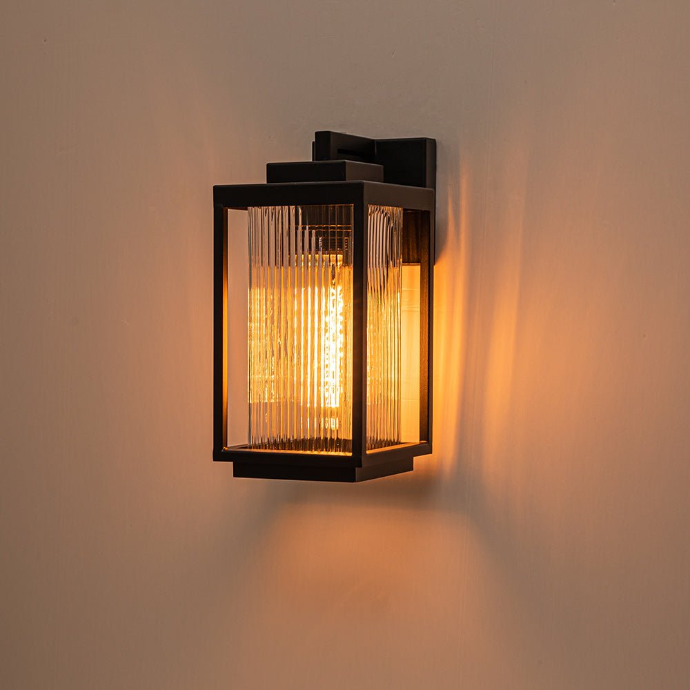 Ribbed Glass Outdoor Wall Lantern