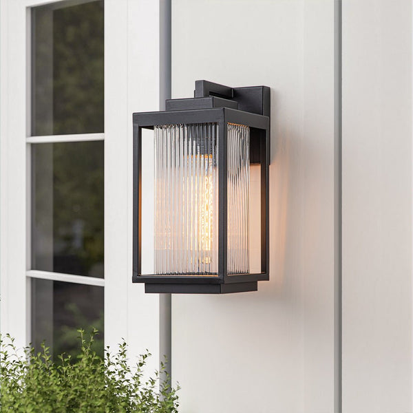 Ribbed Glass Outdoor Wall Lantern