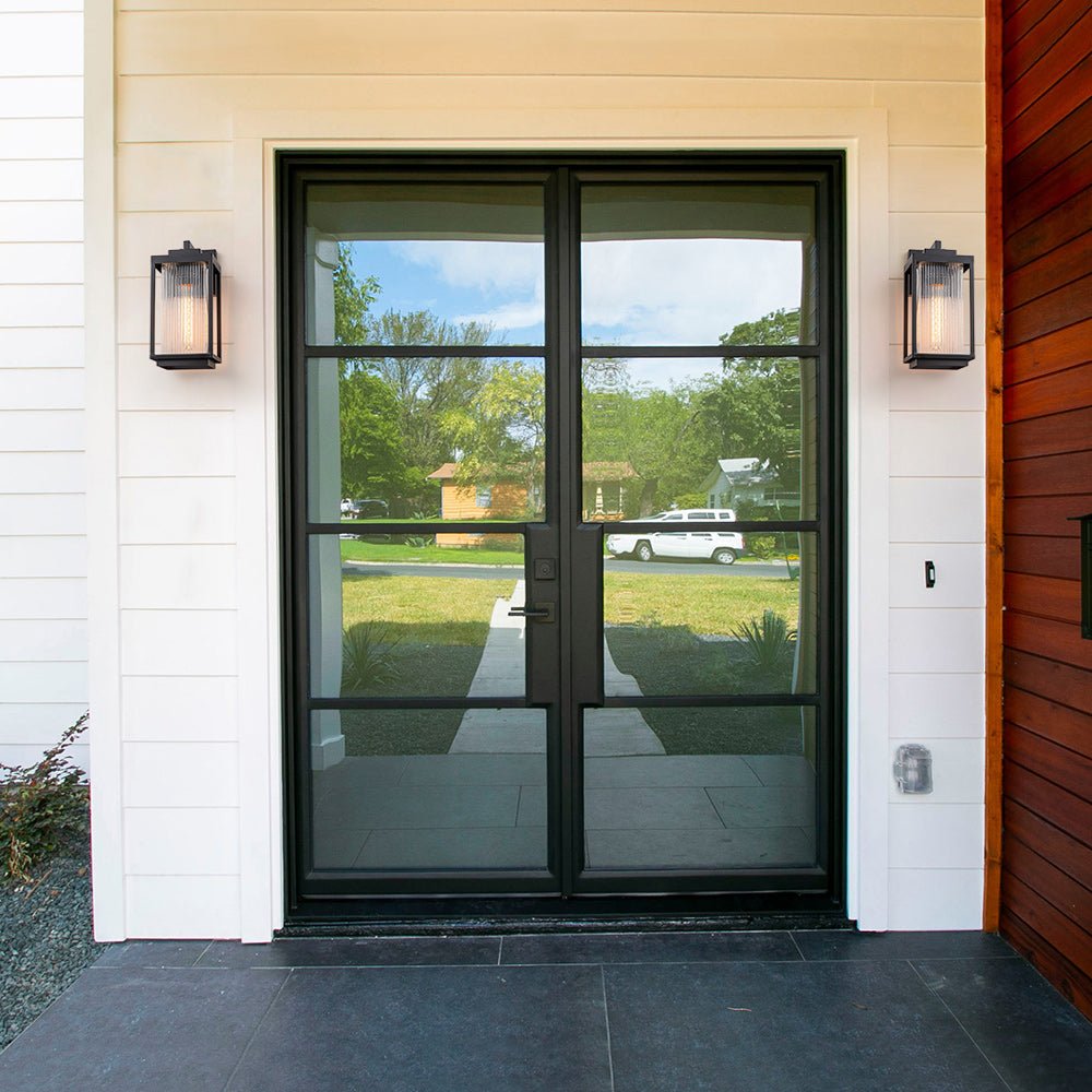 Ribbed Glass Outdoor Wall Lantern
