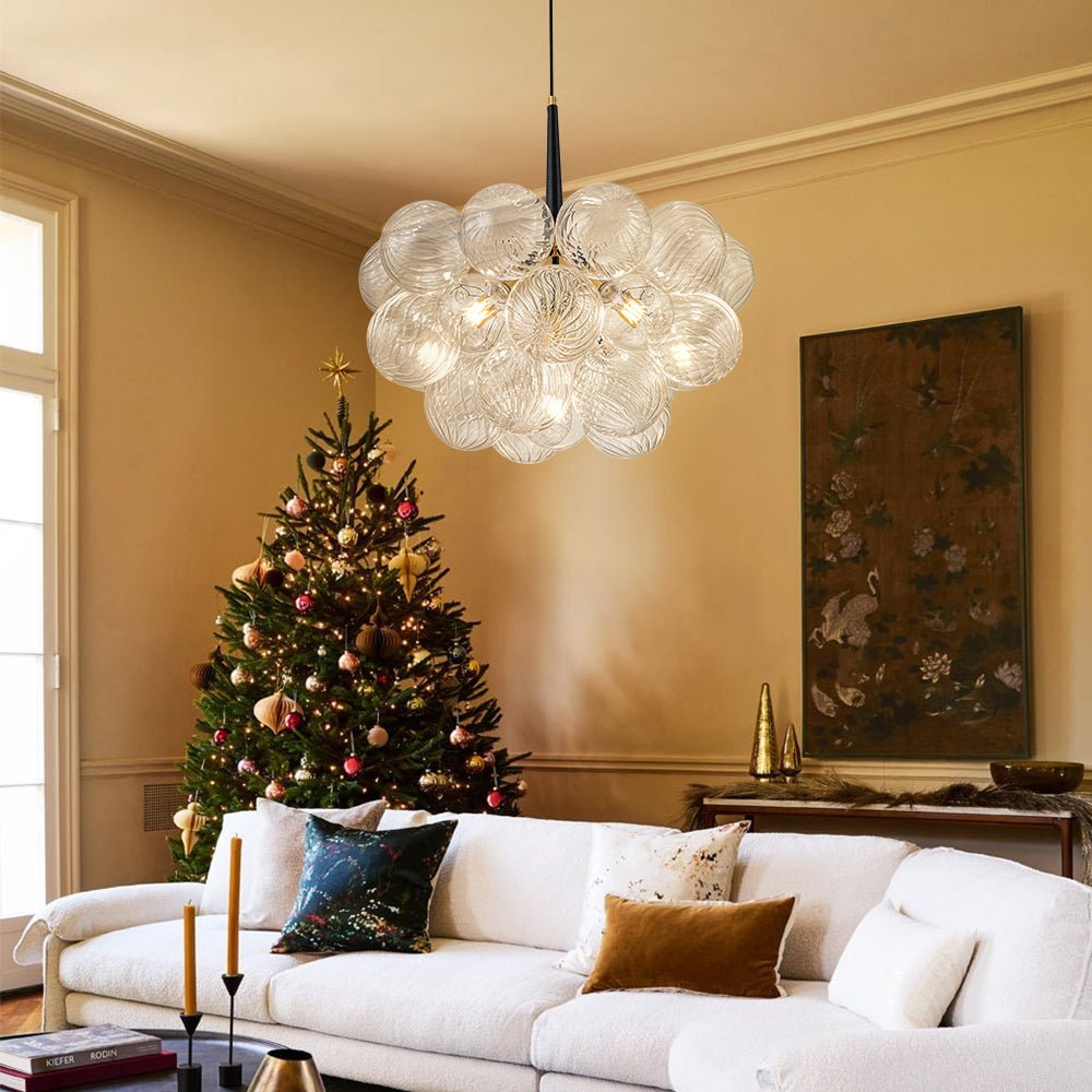 Ribbed Glass Cluster Bubble Chandelier
