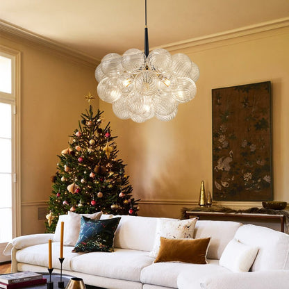 Ribbed Glass Cluster Bubble Chandelier