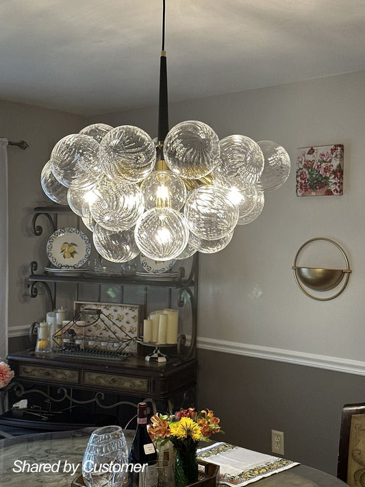 Ribbed Glass Cluster Bubble Chandelier