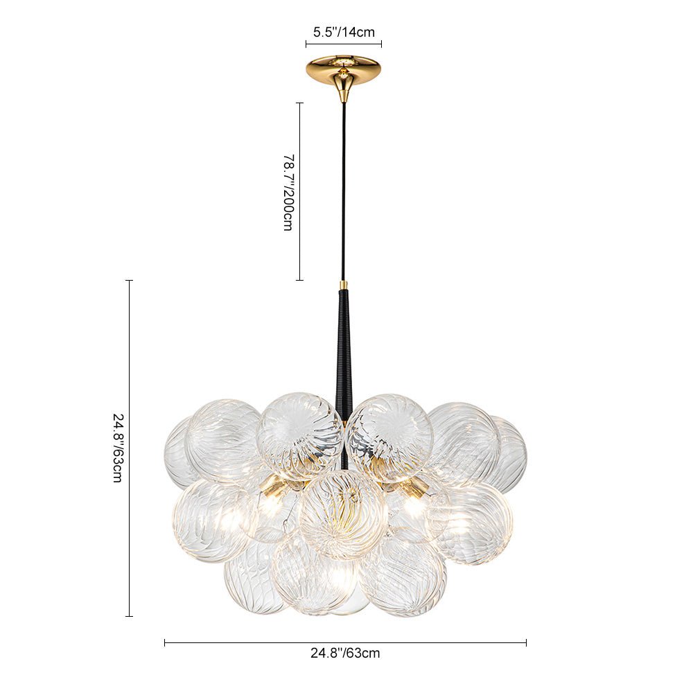 Ribbed Glass Cluster Bubble Chandelier