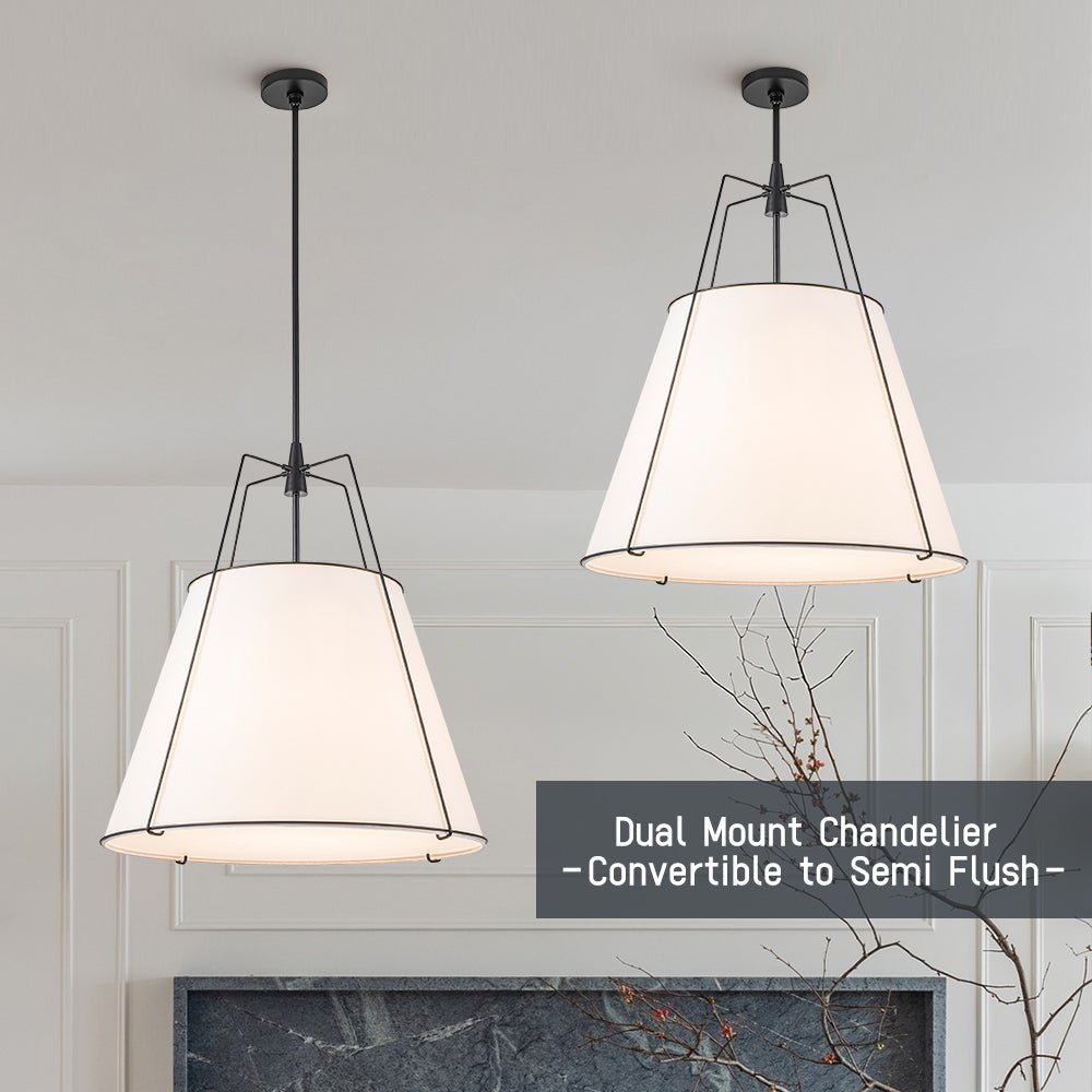 Fabric Conical Drum Pendant Light
