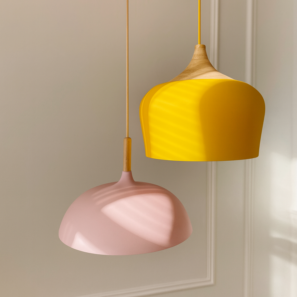 Modern Pastel Wood Accent Pendant Light
