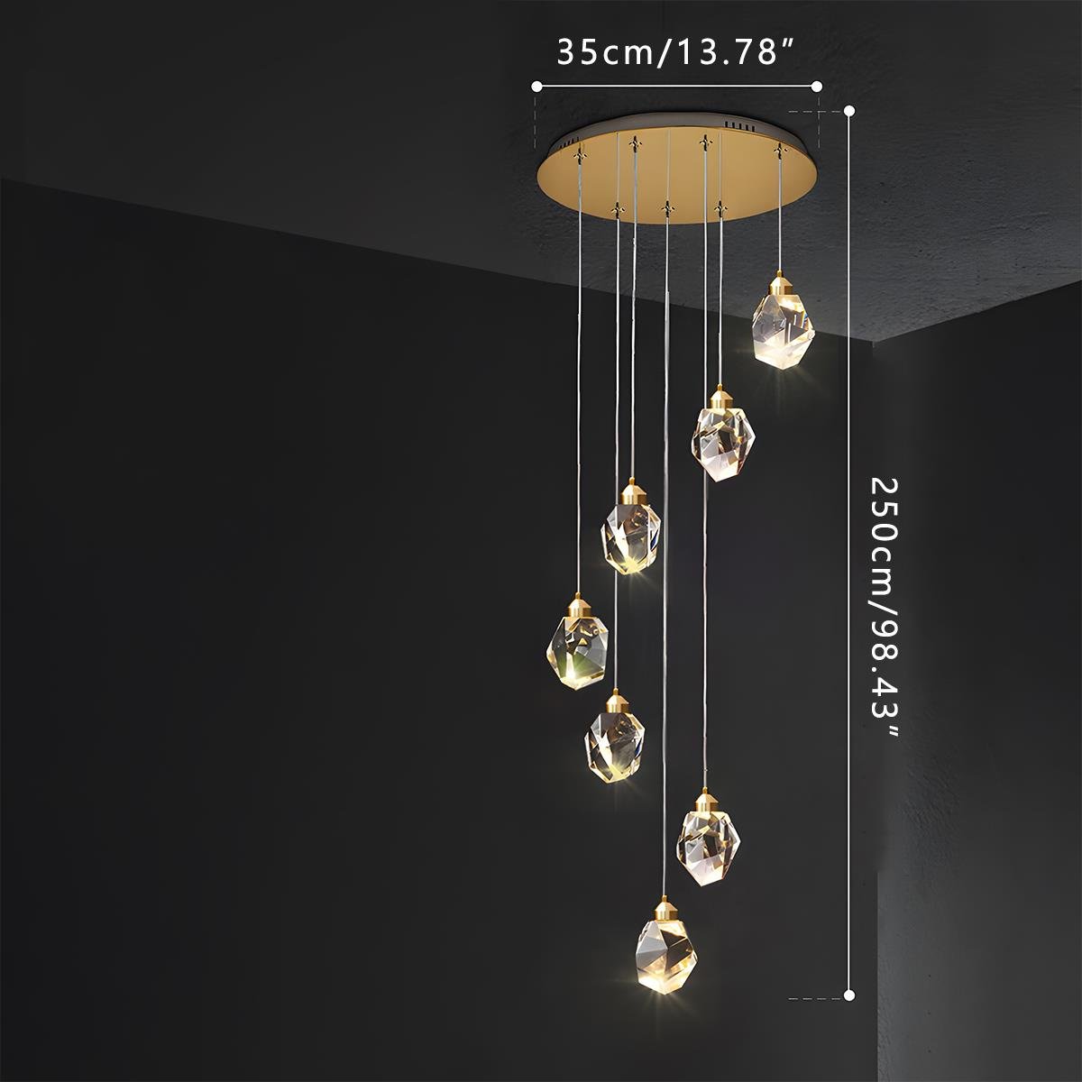 Modern Luxury Brass Crystal Pendant Lights