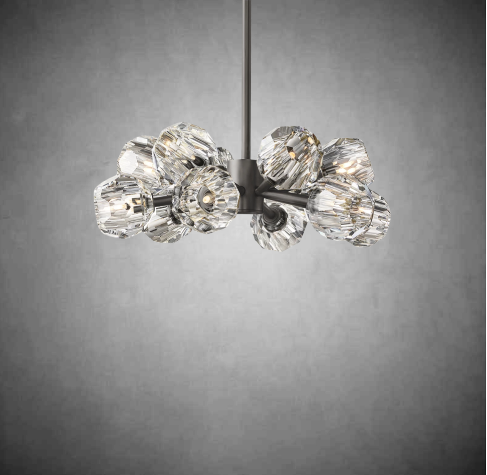 Crystal Orb Brass Chandelier