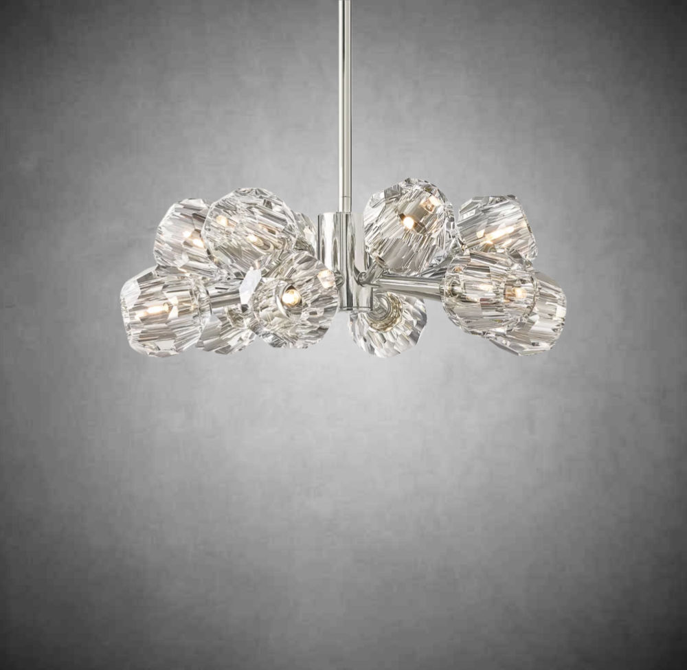 Crystal Orb Brass Chandelier