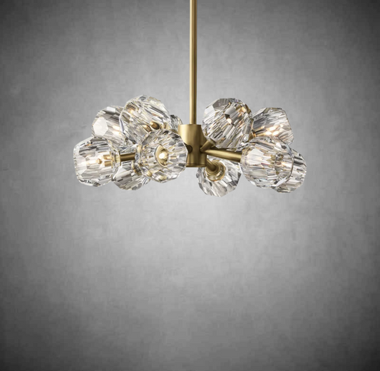 Crystal Orb Brass Chandelier