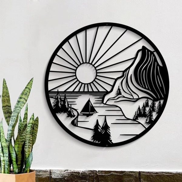 Round Mountain Landscape Metal Wall Art