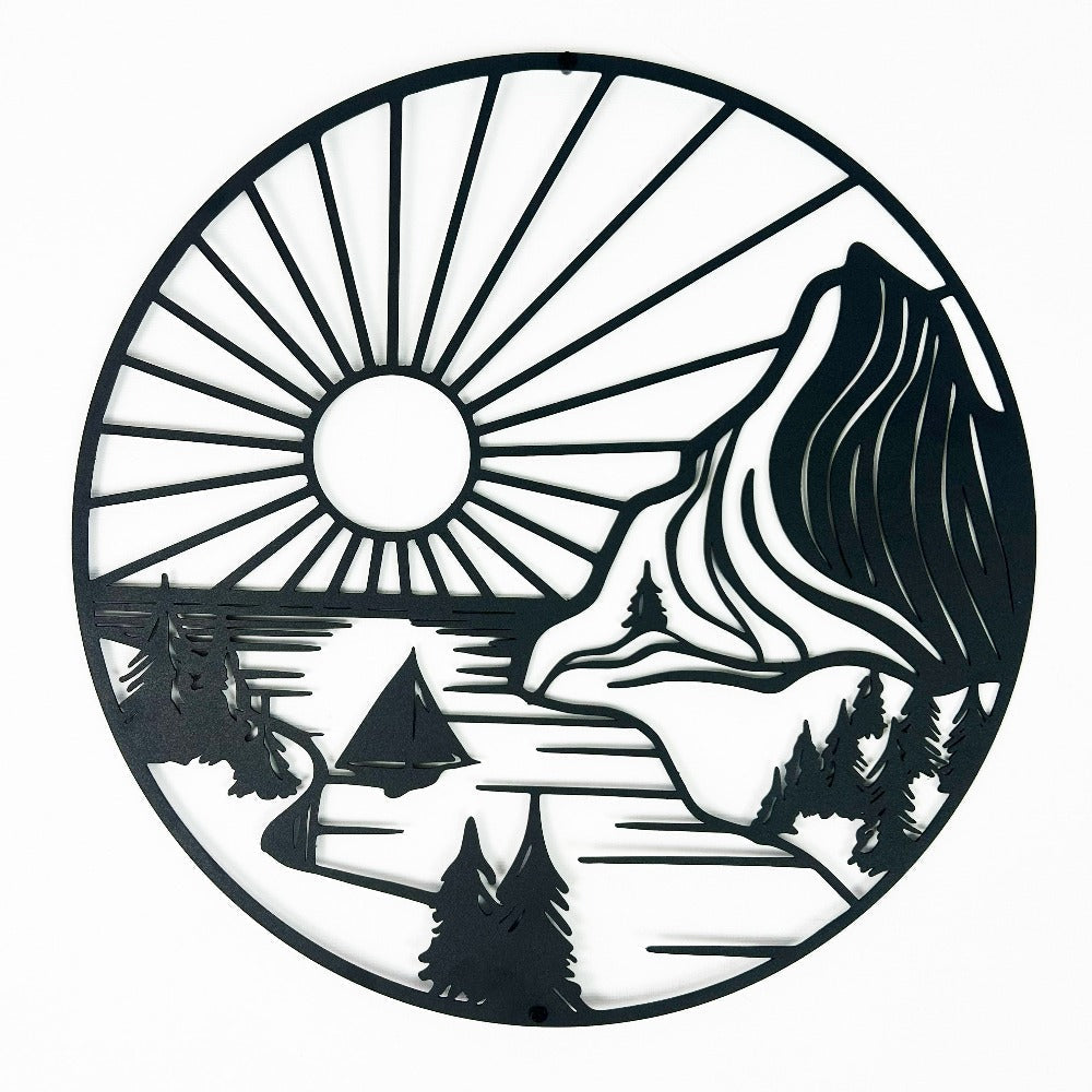 Round Mountain Landscape Metal Wall Art