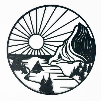 Round Mountain Landscape Metal Wall Art