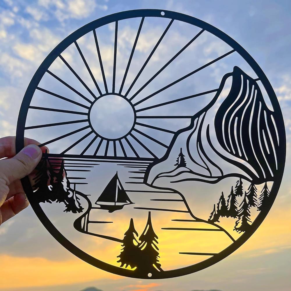 Round Mountain Landscape Metal Wall Art