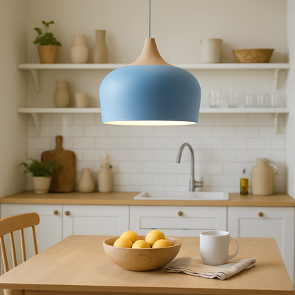 Modern Pastel Wood Accent Pendant Light