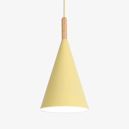 Nordora Black Cone Pendant Light with Wooden Top