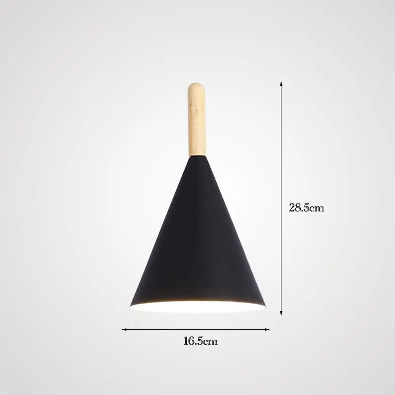 Nordora Black Cone Pendant Light with Wooden Top