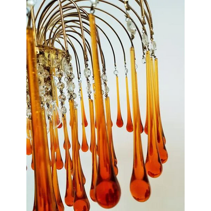 Amber Cascade Glass Chandelier