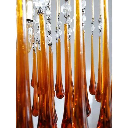 Amber Cascade Glass Chandelier