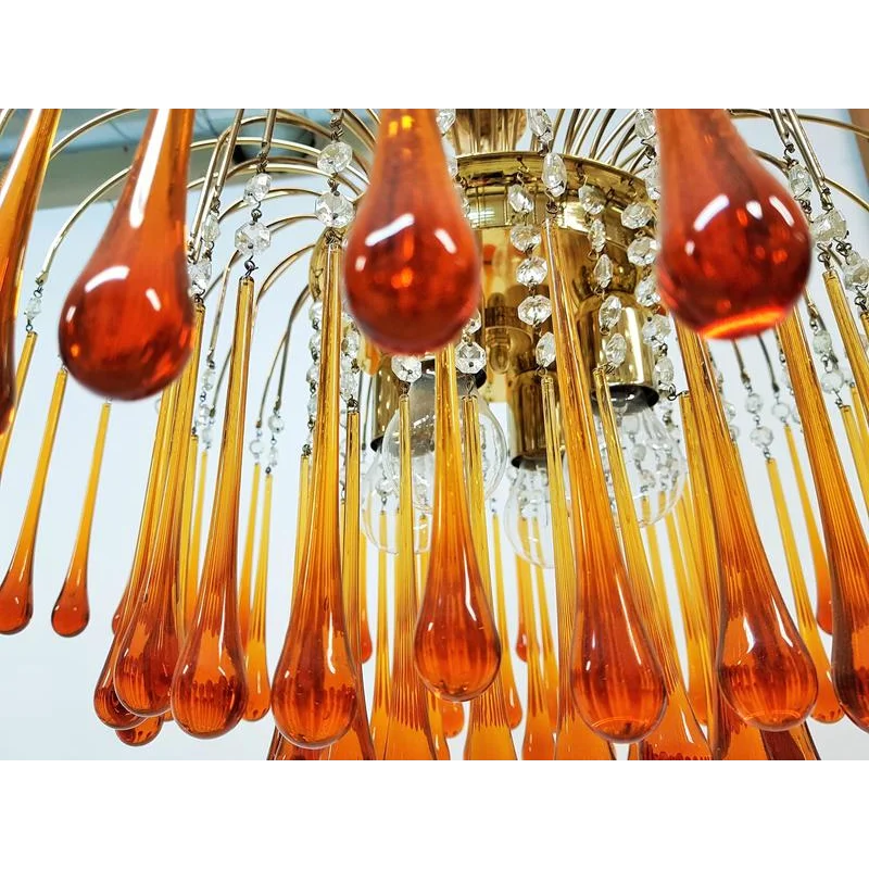 Amber Cascade Glass Chandelier