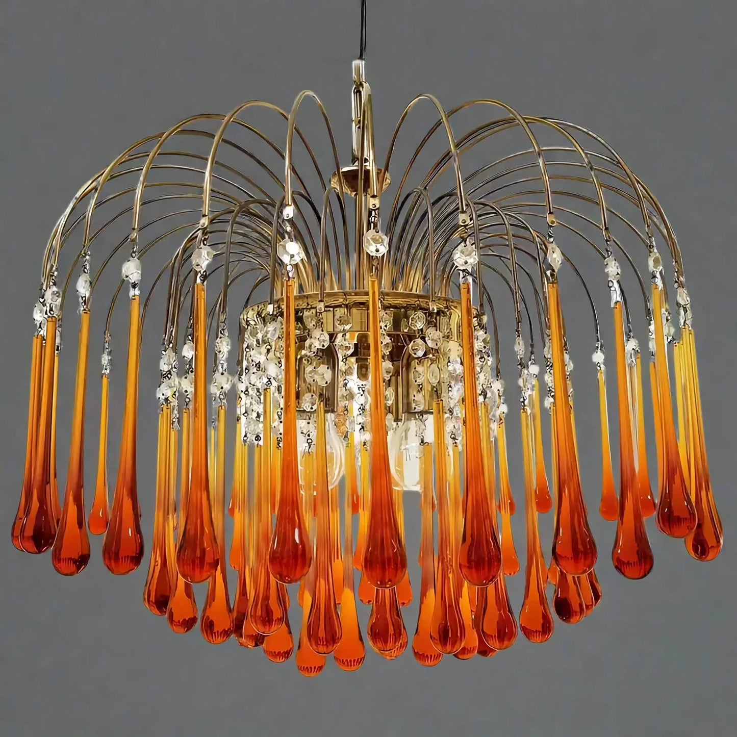 Amber Cascade Glass Chandelier