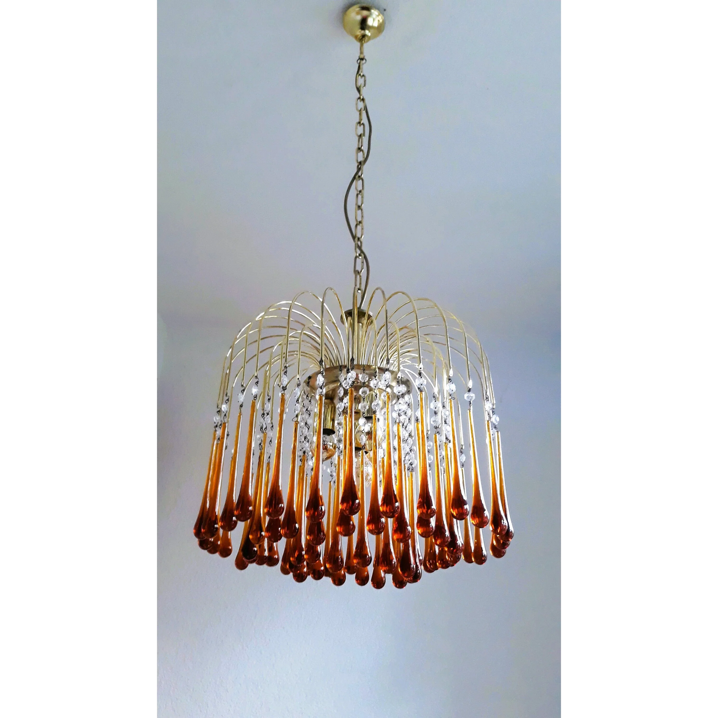 Amber Cascade Glass Chandelier