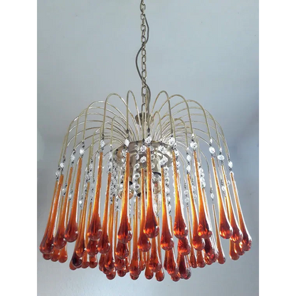 Amber Cascade Glass Chandelier