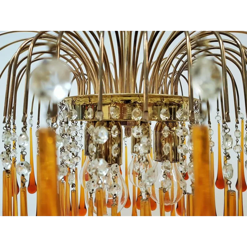 Amber Cascade Glass Chandelier