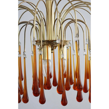 Amber Cascade Glass Chandelier