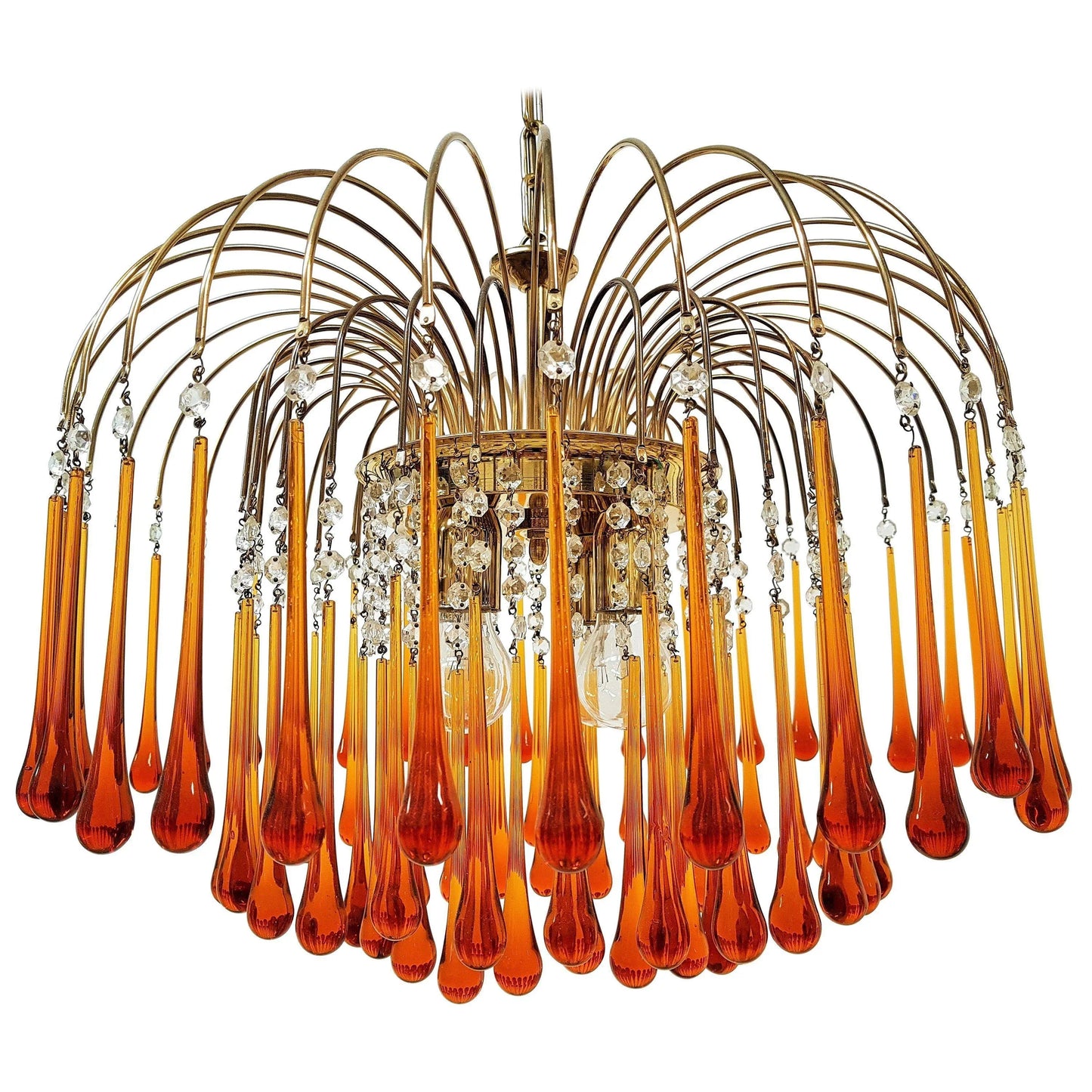 Amber Cascade Glass Chandelier