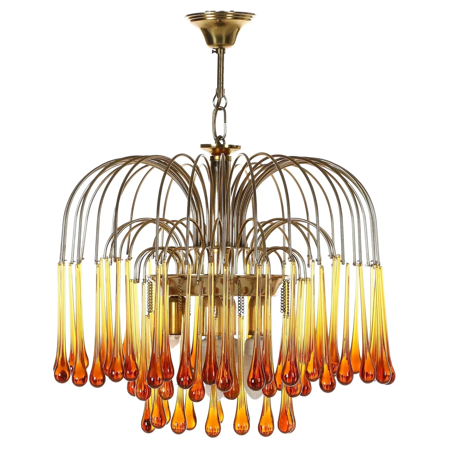 Amber Cascade Glass Chandelier