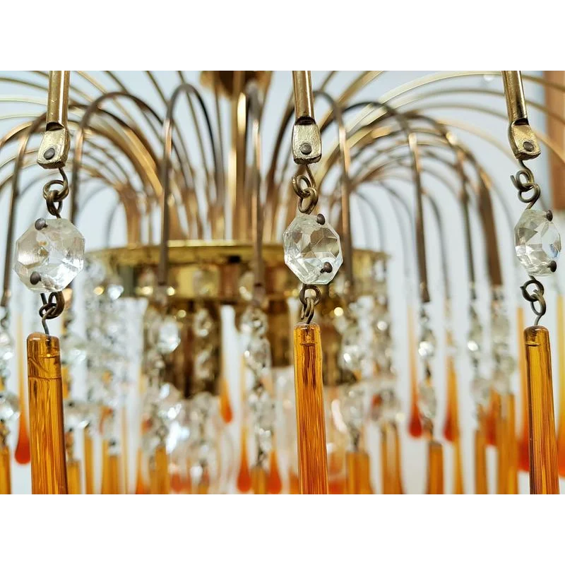 Amber Cascade Glass Chandelier