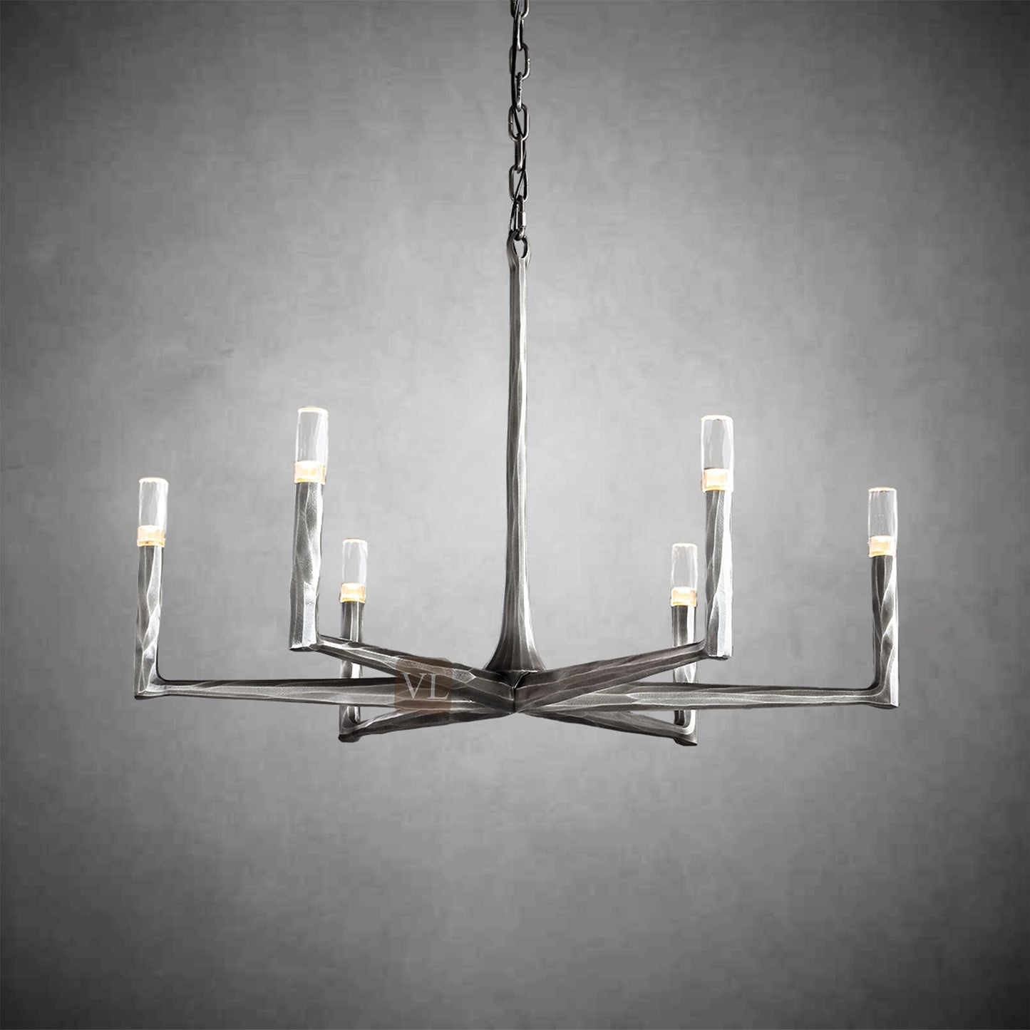 Sculpted Brass Linear Chandelier