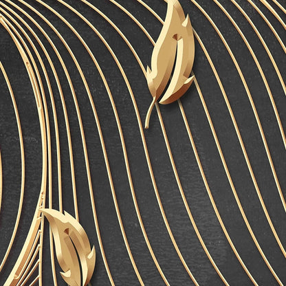 Flow Line Leaf Wallpaper