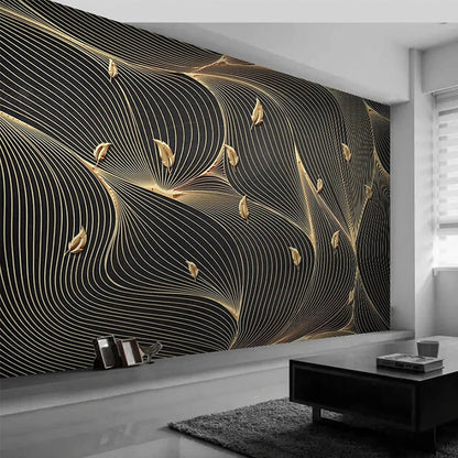 Flow Line Leaf Wallpaper