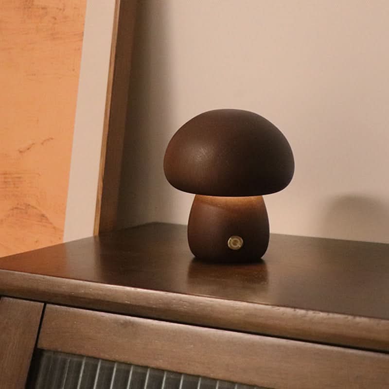 Mini Mushroom Wooden Table Lamp
