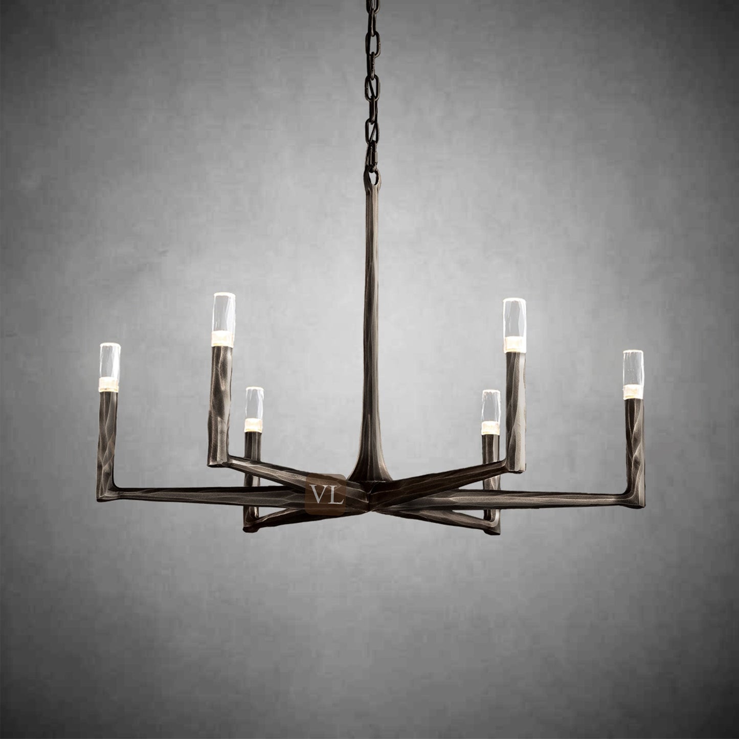 Sculpted Brass Linear Chandelier