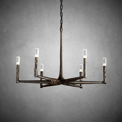 Sculpted Brass Linear Chandelier